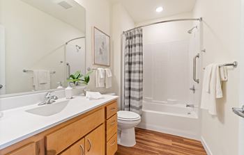 Bathroom With Bathtub at Harbor at Twin Lakes 55+ Apartments, Roseville, MN, 55113